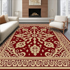 Ornate Crimson and Cream Floral Rug
