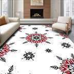 Red and Black Snowflake Medallion Rug