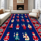 Red Blue Soldiers Ornate Border Rug