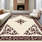 Rich Crimson Ornate Scrollwork Medallion Rug
