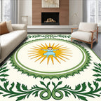 Whimsical Child Sunburst Green Border Rug
