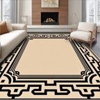 Classic Black Geometric Border Frame Rug