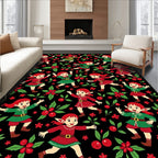 Cheerful Elves Holly Berry Garland Background Rug