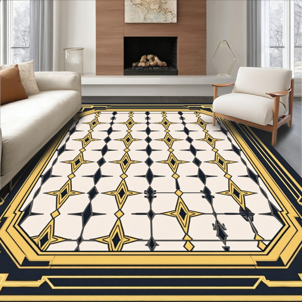 Art Deco Geometric Starburst Arrangement Rug