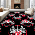 Bold Red Winged Crest Emblem Rug