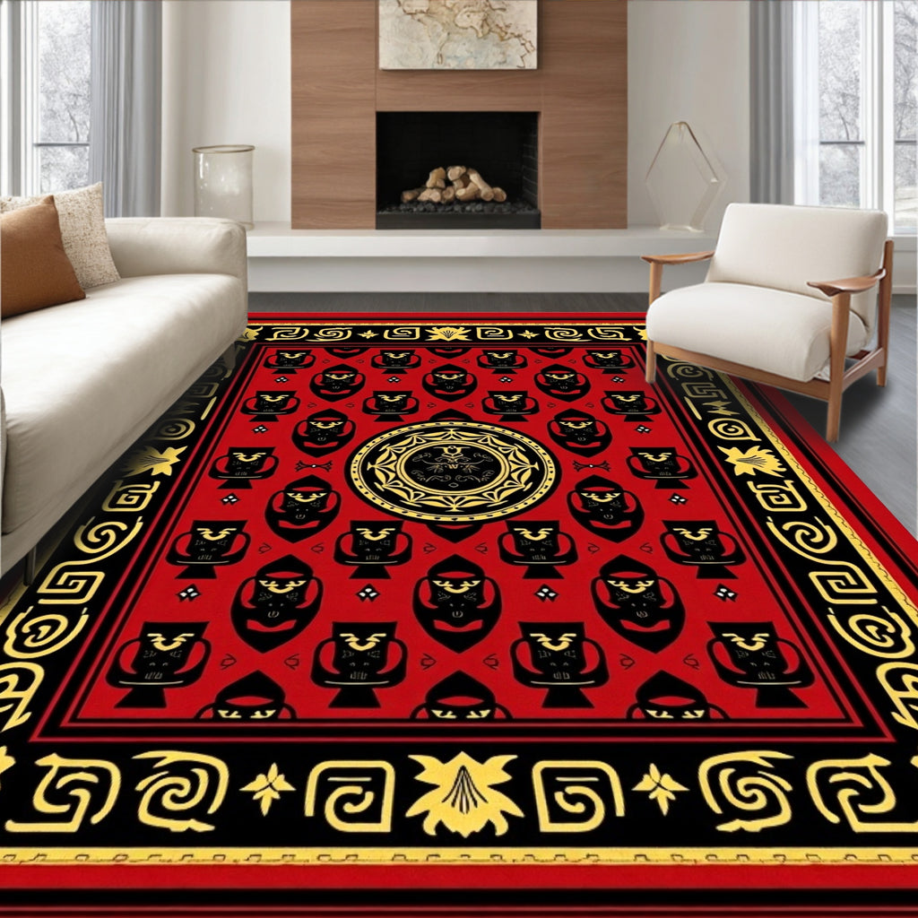Ancient Red Black Gold Tribal Rug