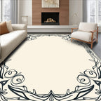 Art Nouveau Black Floral Scroll Border Rug