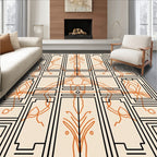 Geometric Orange Line Art Rug