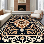 Ornate Navy Classic Floral Medallion Rug