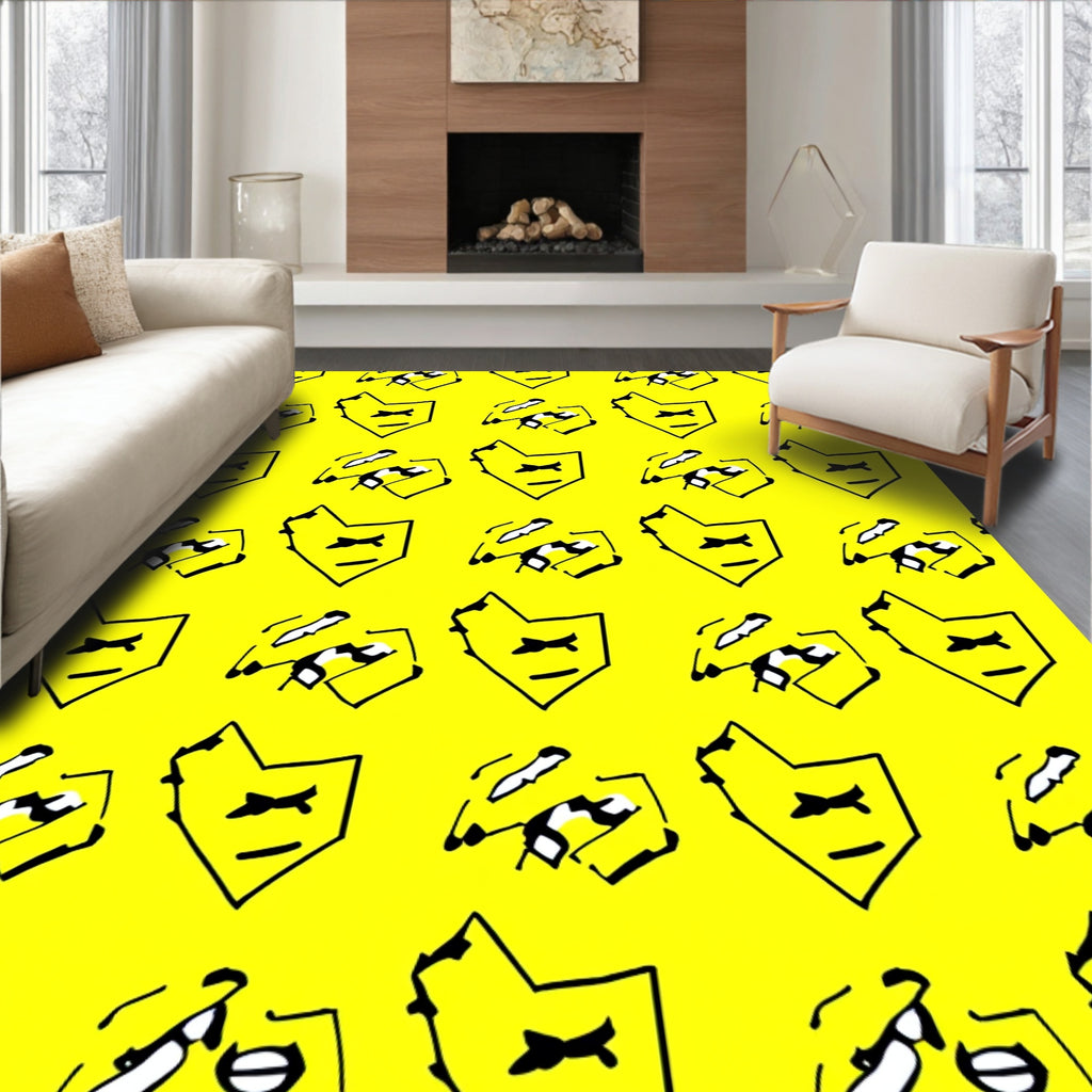 Yellow Black Comic Face Repeat Rug
