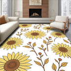 Golden Yellow Sunflowers and Leaves Rug