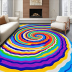 Vibrant Rainbow Swirl Abstract Rug
