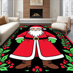 Festive Santa Christmas Holly Border Rug