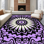 Lilac Cream Black Floral Medallion Rug
