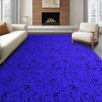 Royal Blue Abstract Floral Swirl Rug