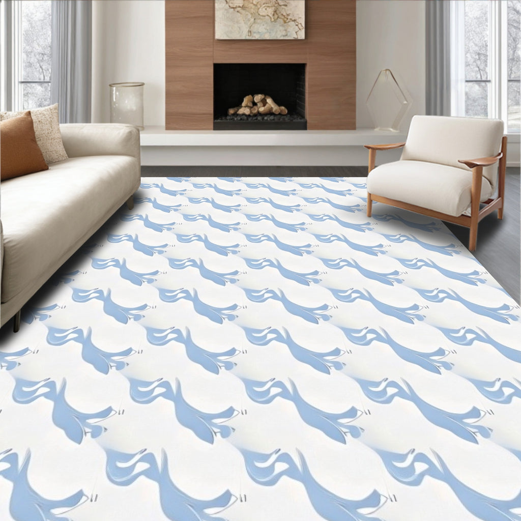 Soft Blue Floral Repeating Arrangement Rug