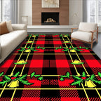 Red Black Yellow Plaid Bells Holly Rug