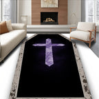 Gothic Purple Cross Coffin Design Rug