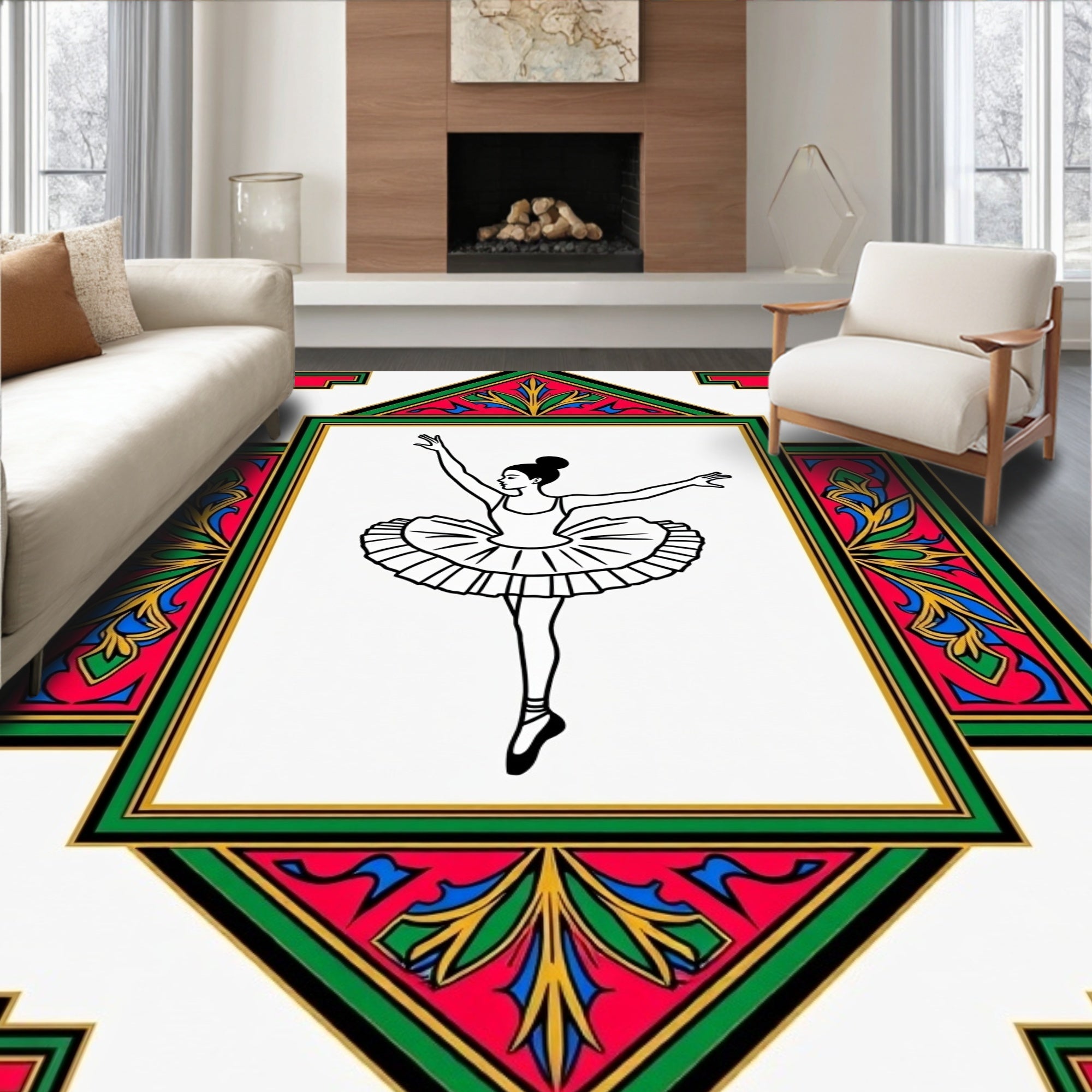 Earthy Tone Ballerina Dance Frame Rug