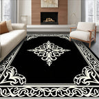 Intricate Cream Scroll Formal Centerpiece Rug