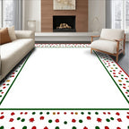 Festive Red Green Gold Star Border Rug