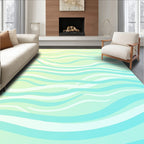 Soft Aqua Blue Wave Lines Rug