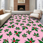 Festive Green Holly Berry Blossom Rug
