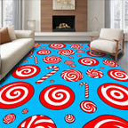 Red White Swirl Candy Cane Holiday Rug