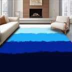 Deep Blue Gradient Abstract Waves Rug