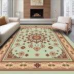 Pale Mint Floral Starburst Border Rug