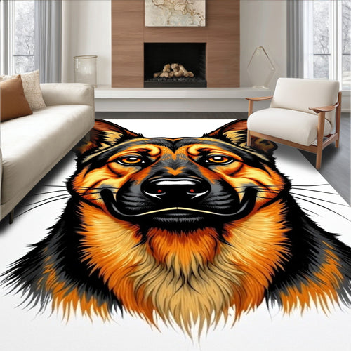Black and Orange German Shepherd Portrait Rug