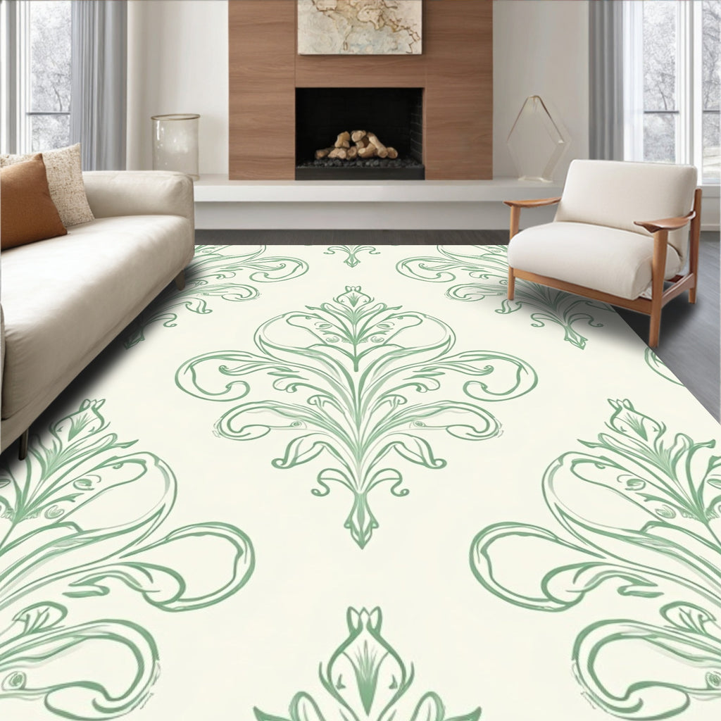 Green Vintage Acanthus Scroll Rug