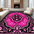 Vibrant Pink Baroque Floral Medallion Rug
