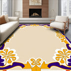 Traditional Purple Golden Floral Border Rug