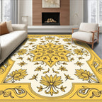 Golden Yellow Floral Medallion Centerpiece Rug