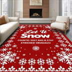 Red Snowflake Border Rug
