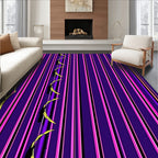 Vibrant Purple Pink Stripe Fern Rug