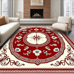 Crimson Floral Medallion Compass Rug