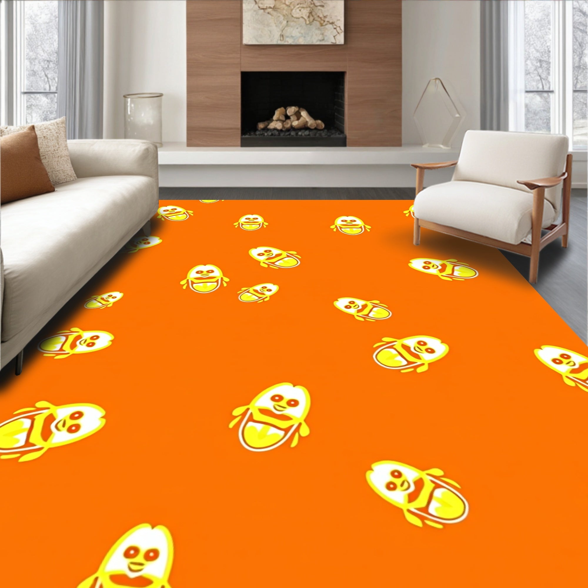 Bouncing Orange Yellow Creature Scatter Rug