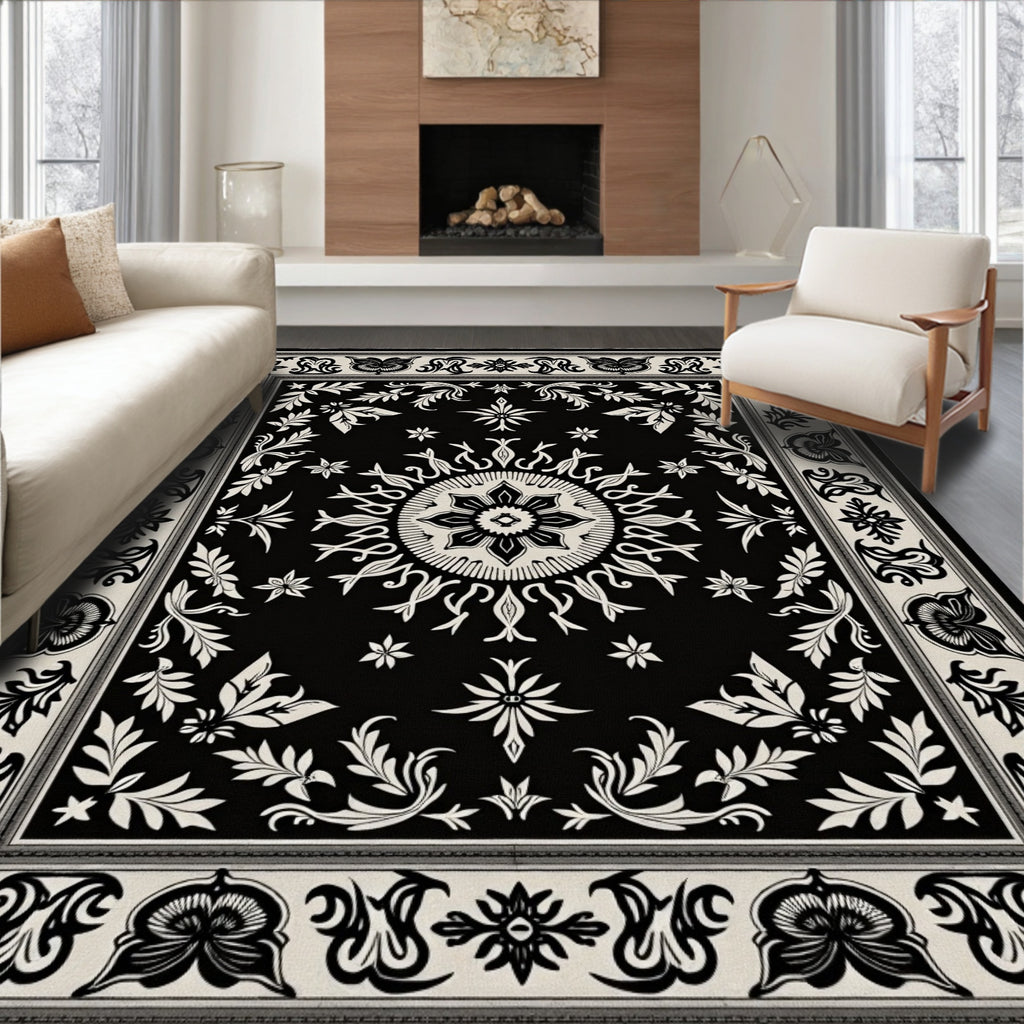 Ornate Radial Floral Inlay Rug