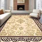 Golden Floral Scrollwork Border Rug