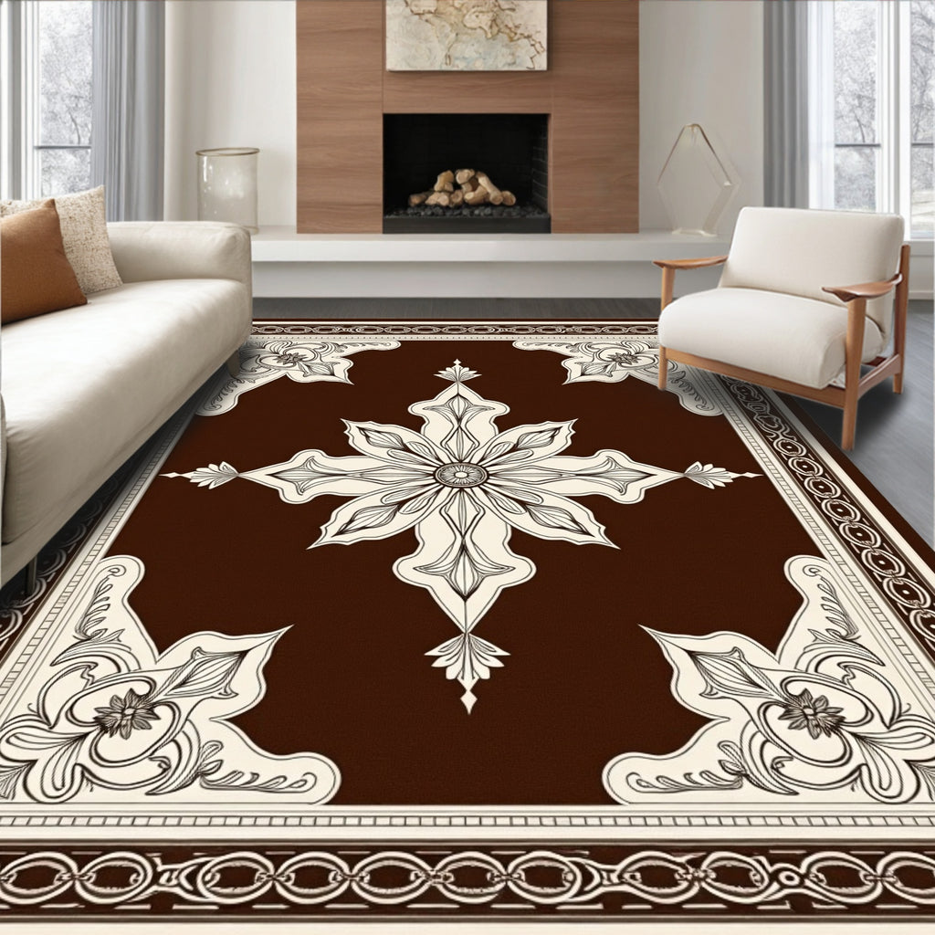 Rich Chocolate Antique Floral Medallion Rug