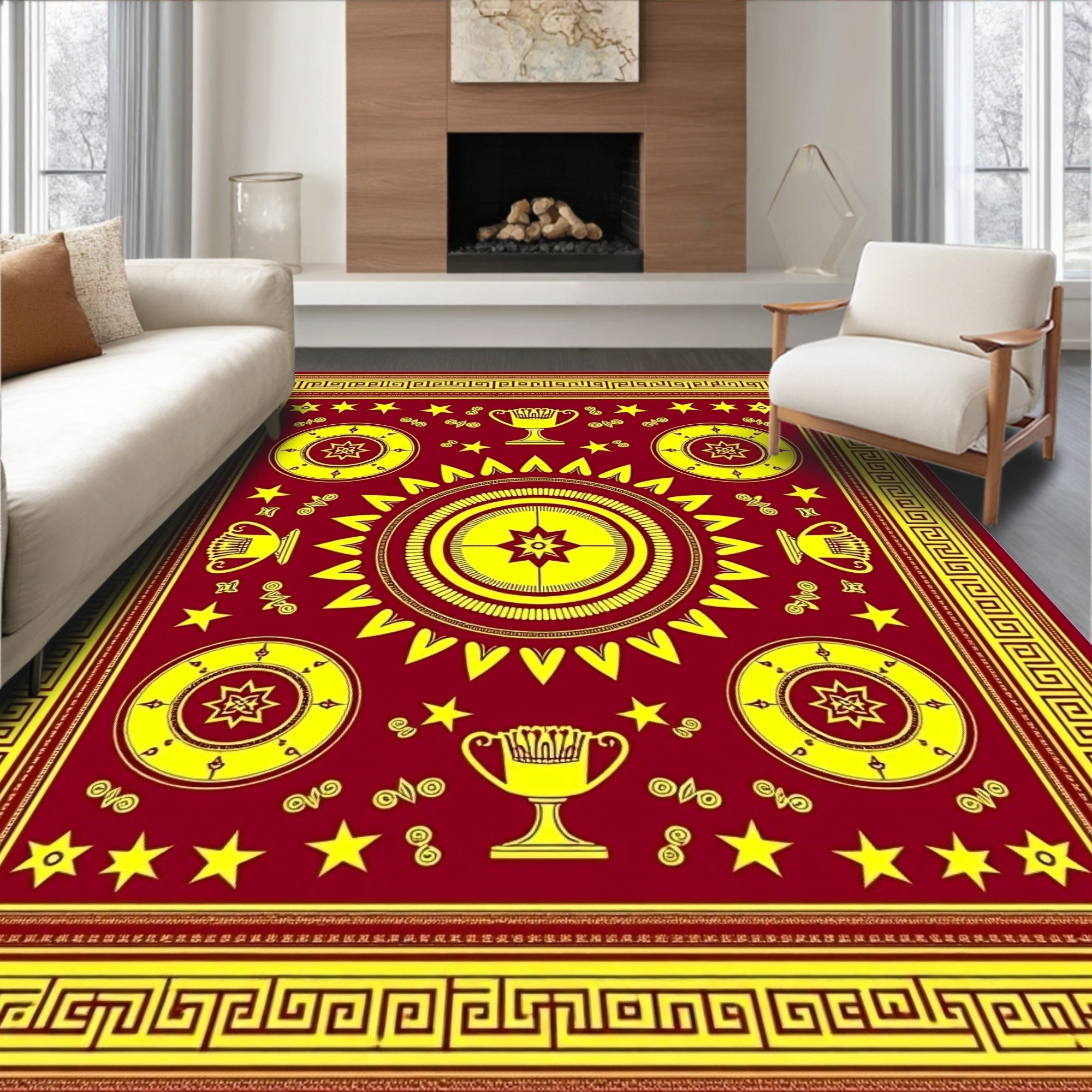 Regal Crimson Gold Trophy Medallion Rug