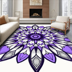 Purple White Layered Floral Medallion Rug