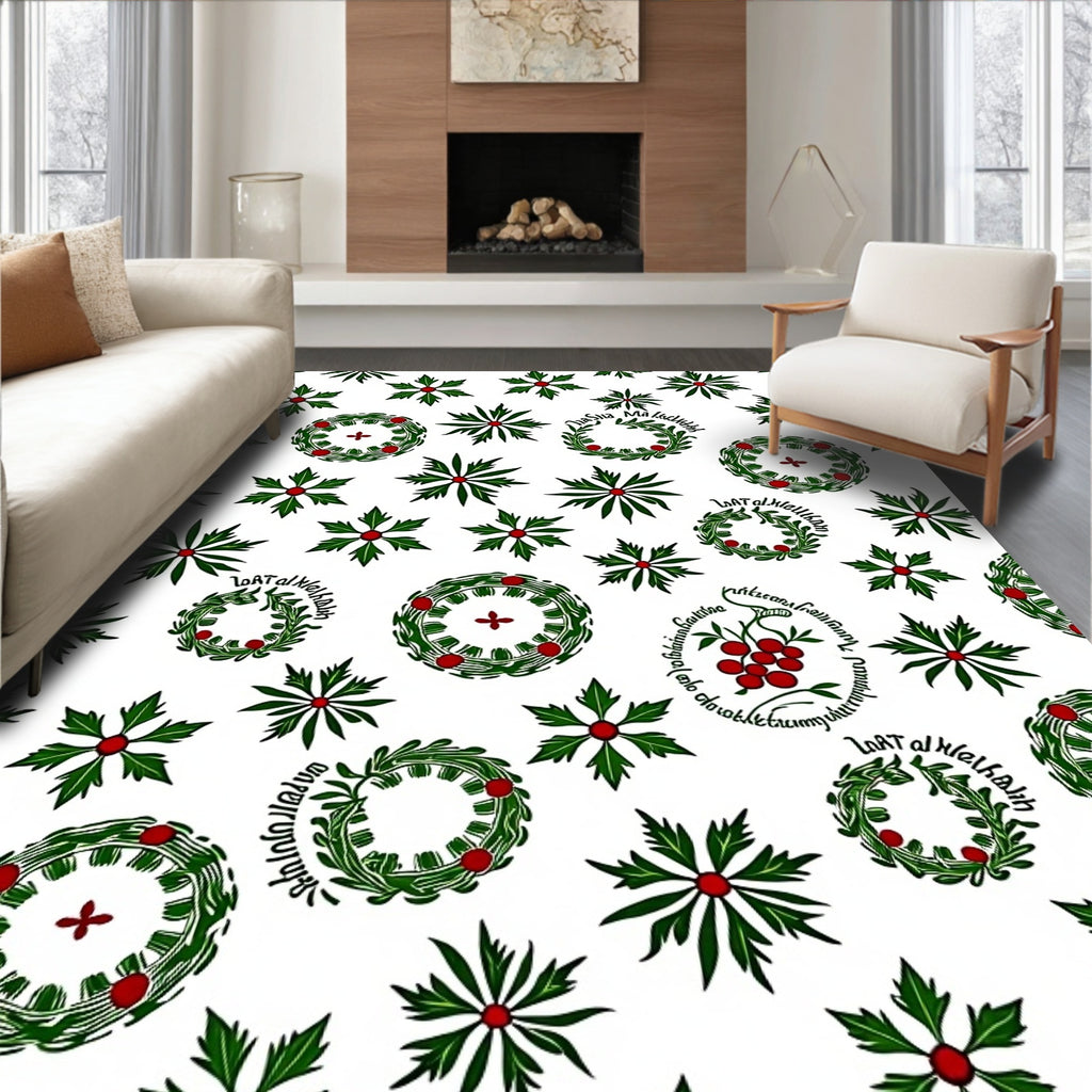 Green Botanical Wreath Berry Medallion Rug