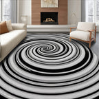 Black White Spiral Optical Illusion Rug