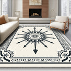 Black Minimalist Starburst Compass Rug
