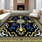Black Yellow Blue Ornamental Star Rug