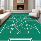 Teal Green Geometric Abstract Swirl Rug