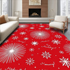 Red White Snowflake Winter Holiday Medley Rug